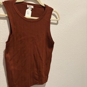 Brown sweater vest cropped ribbed knit m/l